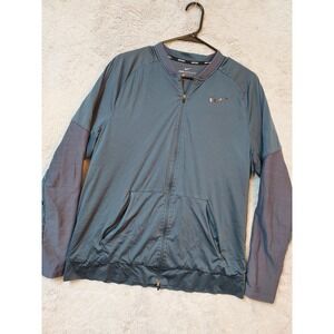 Nike AeroLayer Jacket Mens Medium Blue Running Full Zip Lined Blade Collar Golf